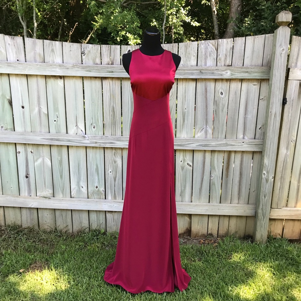 Red cross back formal gown